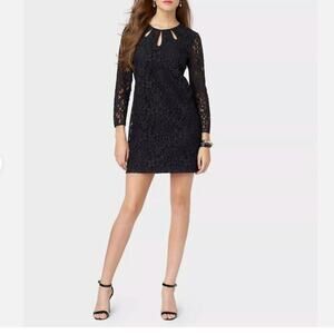 Juicy Couture Black Lace Keyhole Long Sleeve Mini Dress Y2K